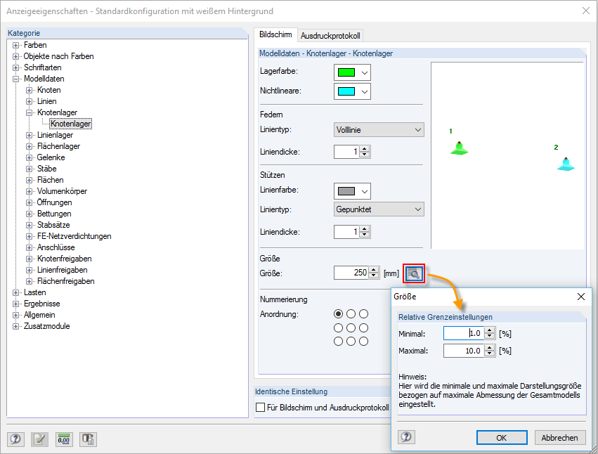 Anzeigeeigenschaften bearbeiten