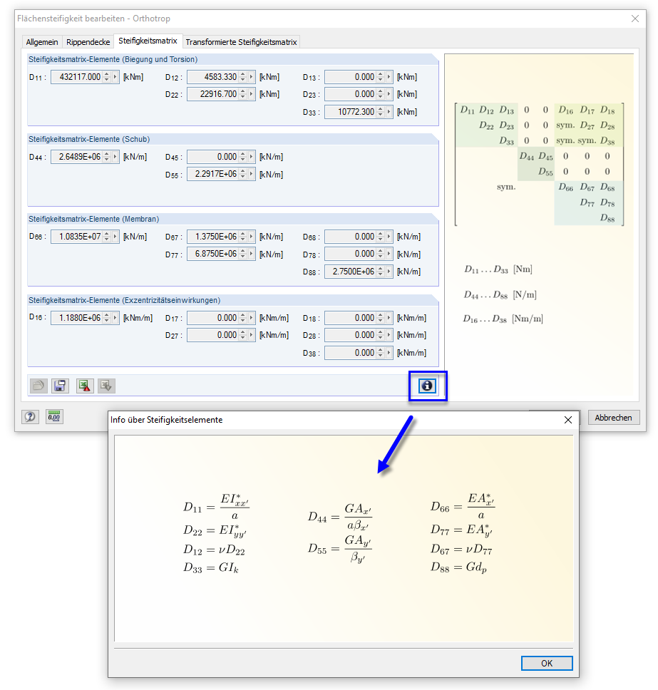 Steifigkeitselemente einer Rippendecke