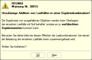 RFEM-Warnung vor Berechnung einer EK