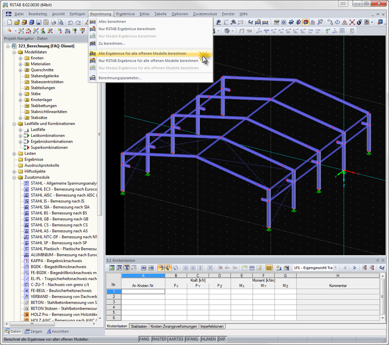Option "Alle Ergebnisse für alle offenen Modelle berechnen"