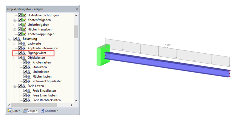 Eigengewicht grafisch anzeigen