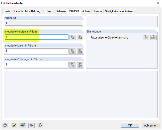 Integrierte Knoten in Fläche