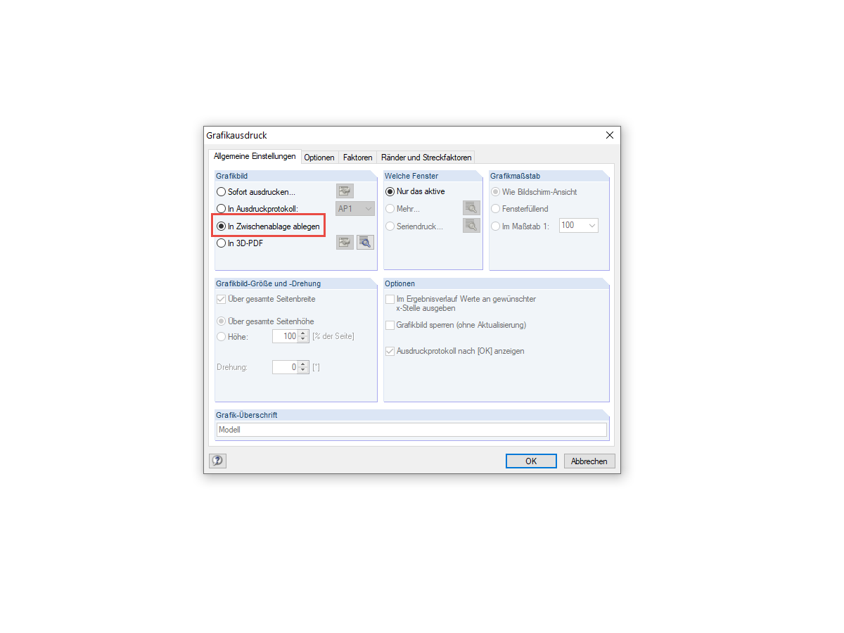 Druck in Zwischenablage