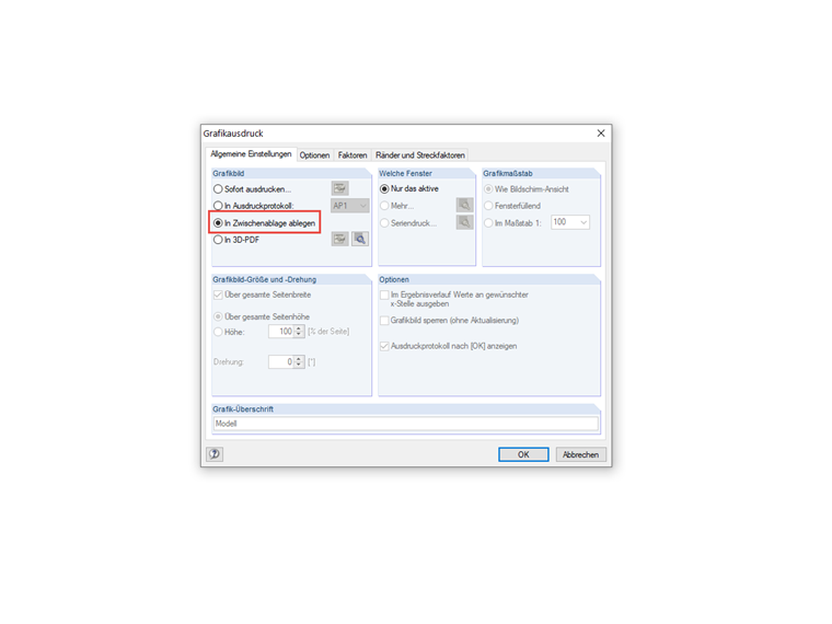 Druck in Zwischenablage
