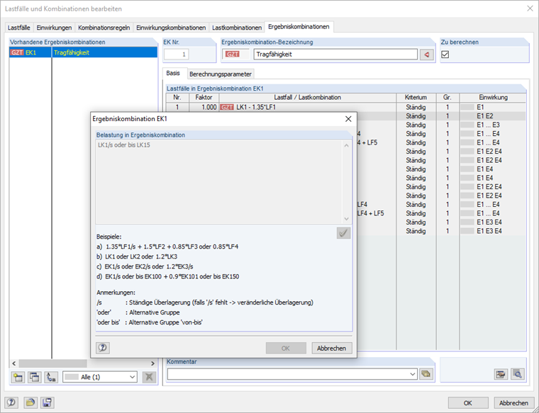 Ergebniskombination: Oder-Überlagerung von LKs mit Kriterium "ständig"
