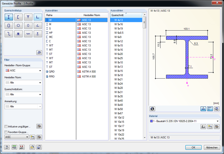 Beispiele amerikanischer Profile