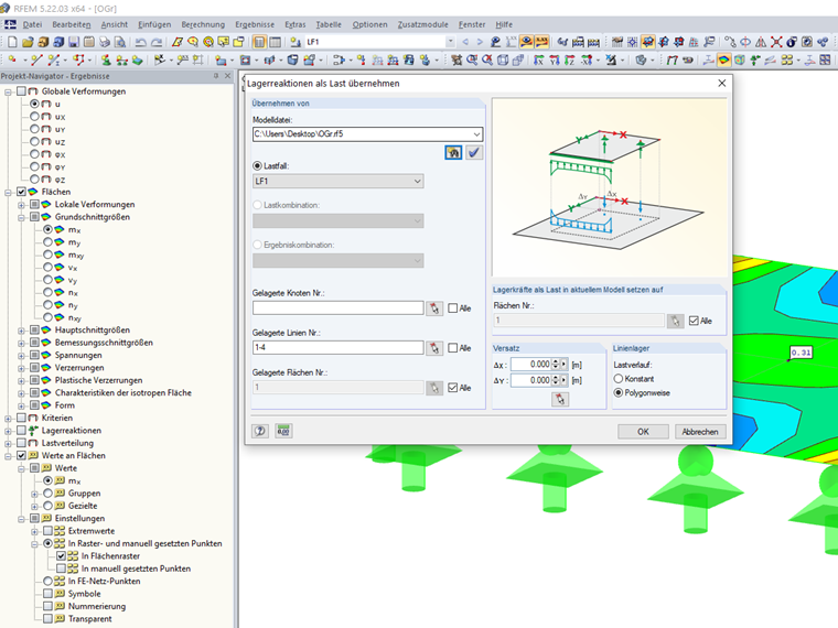 Lagerkräfte als Last übernehmen