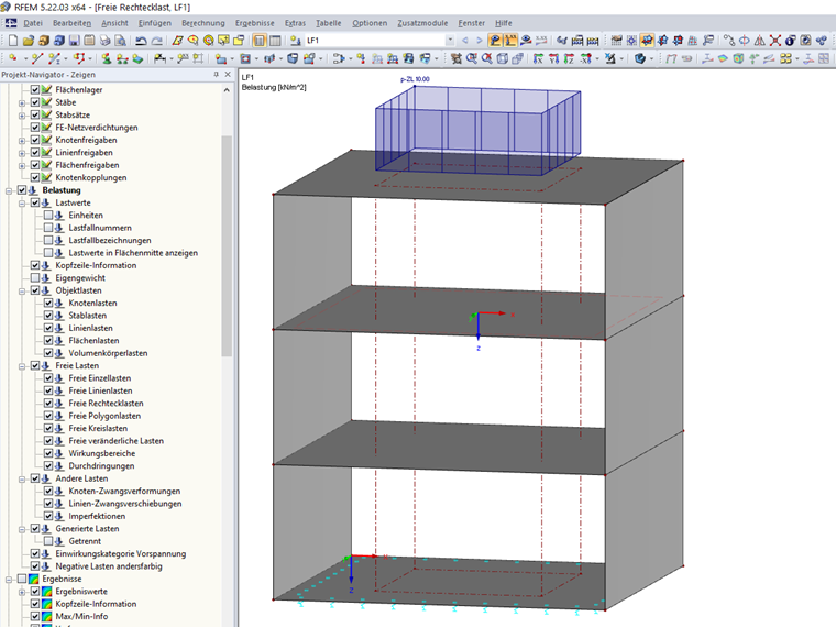 Rechtecklast auf einer Fläche