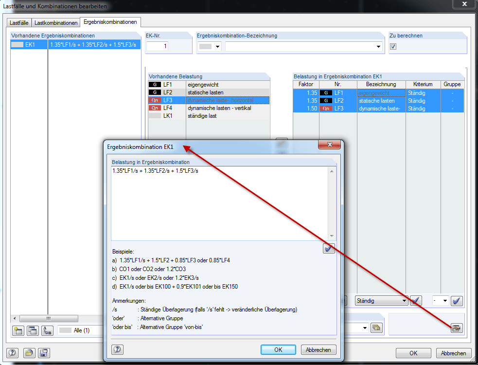 Kombinationskriterium mit ständiger Überlagerung