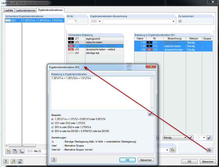 Kombinationskriterium mit ständiger Überlagerung