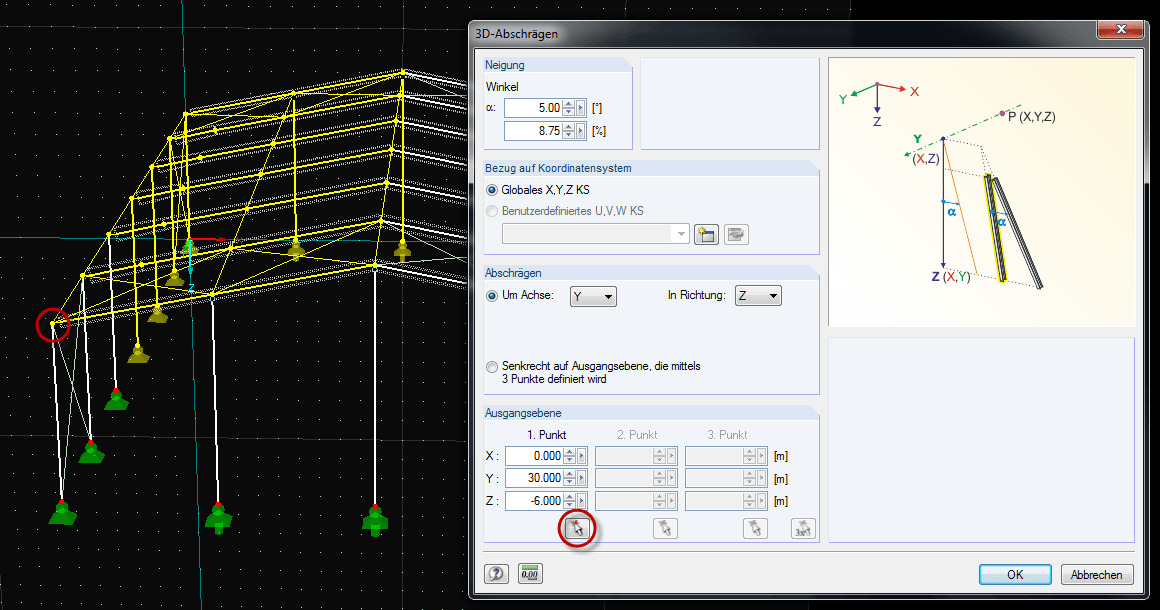 Eingabedialog Abschrägen