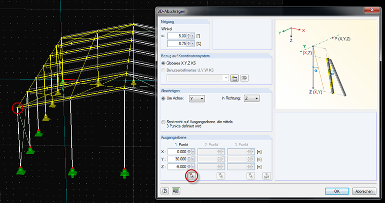 Eingabedialog Abschrägen