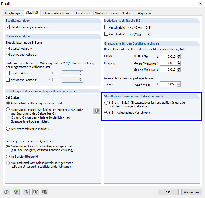 Allgemeines Verfahren für Stabilitätsnachweis von Stabsätzen