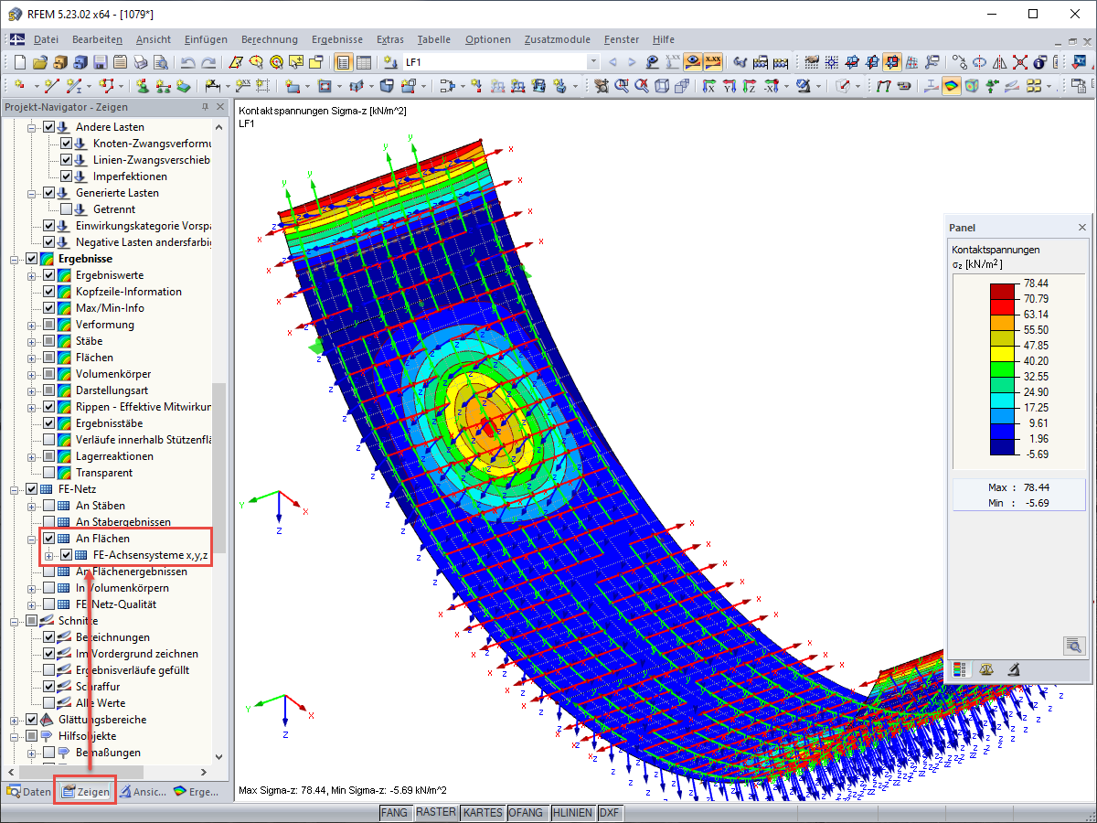 Lokale FE-Achsensysteme darstellen