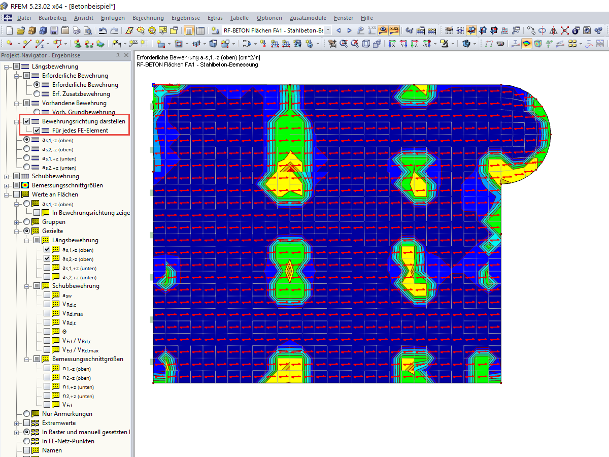 Bewehrungsrichtung darstellen