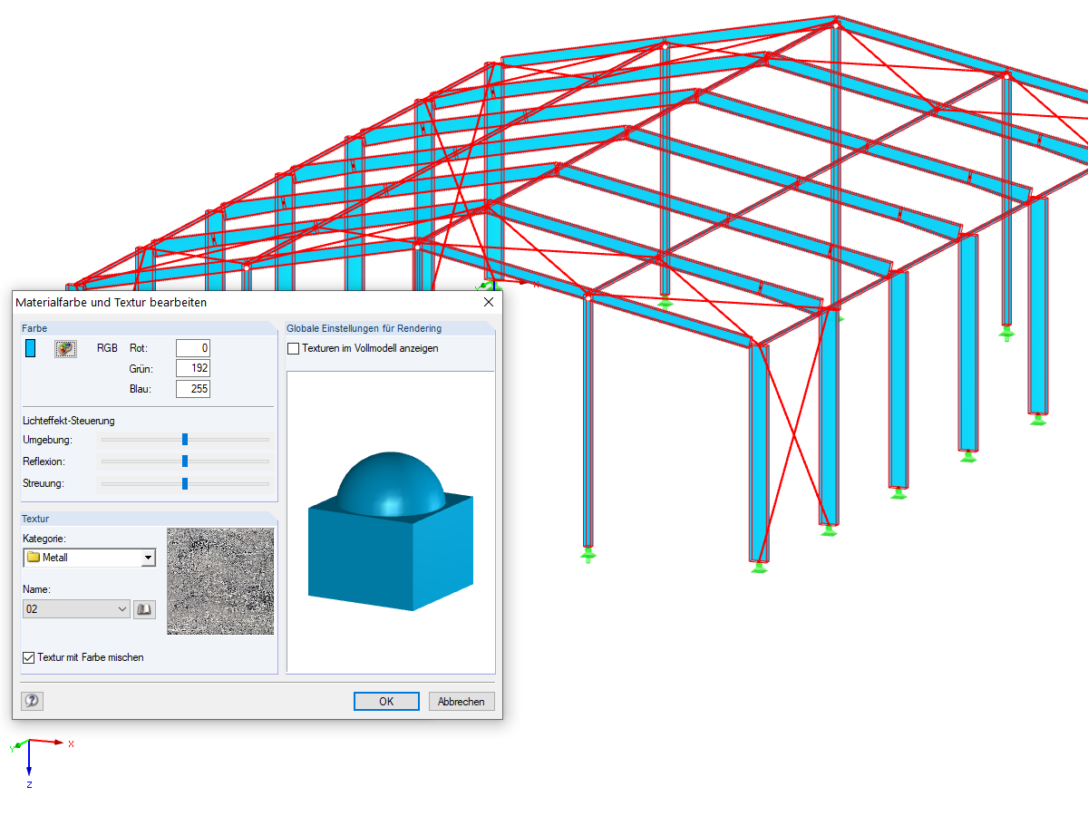 Materialfarbe und Textur bearbeiten