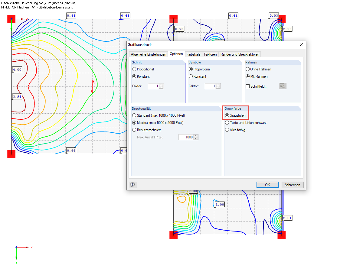 Grafikausdruck - Optionen