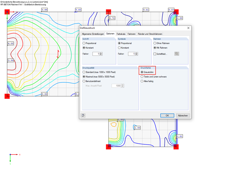 Grafikausdruck - Optionen