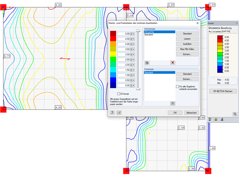 Benutzerdefinierte Werteskala der Isolinien