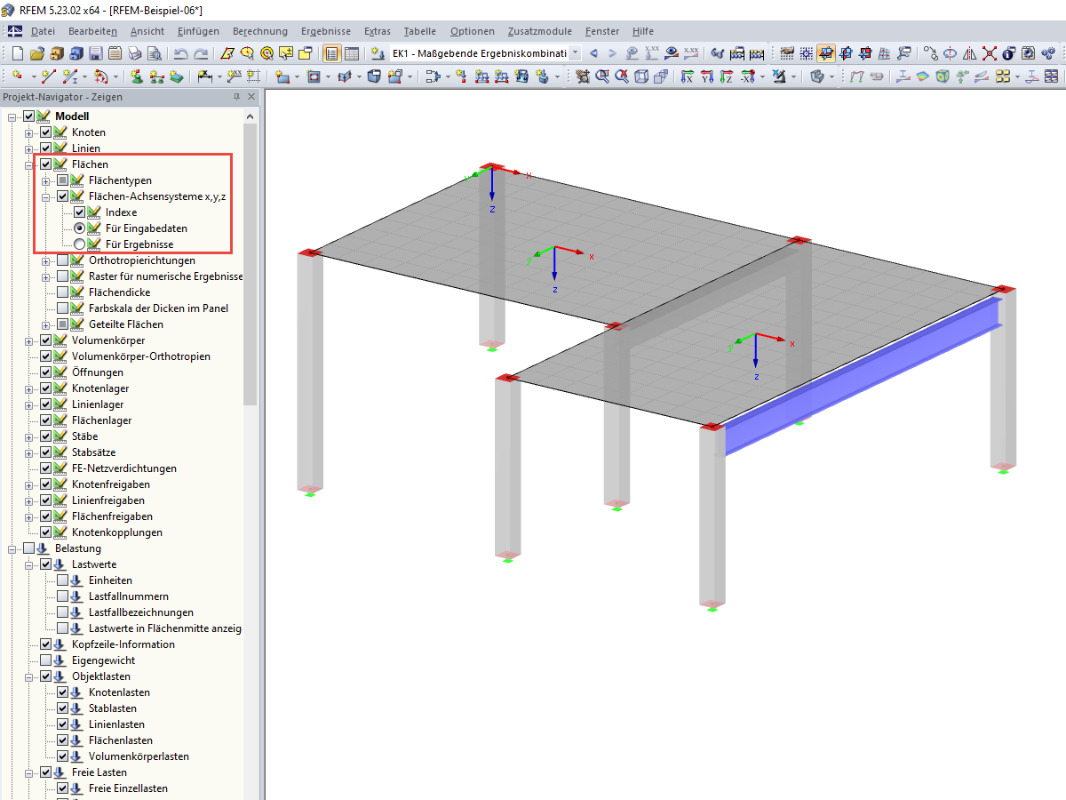 Flächen-Achsensysteme x,y,z