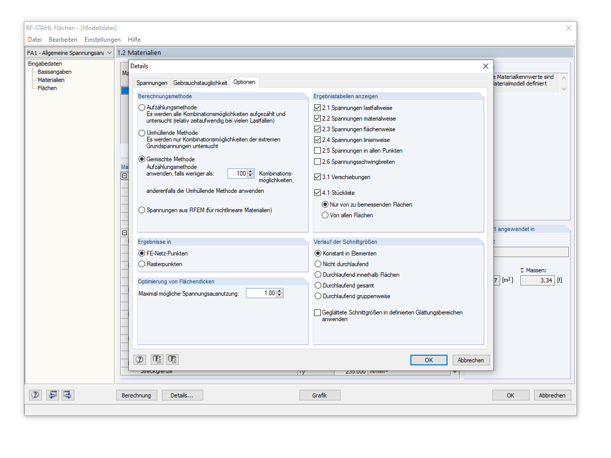 Konstante Glättung im Zusatzmodul RF-STAHL Flächen