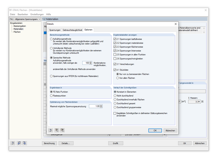 Konstante Glättung im Zusatzmodul RF-STAHL Flächen