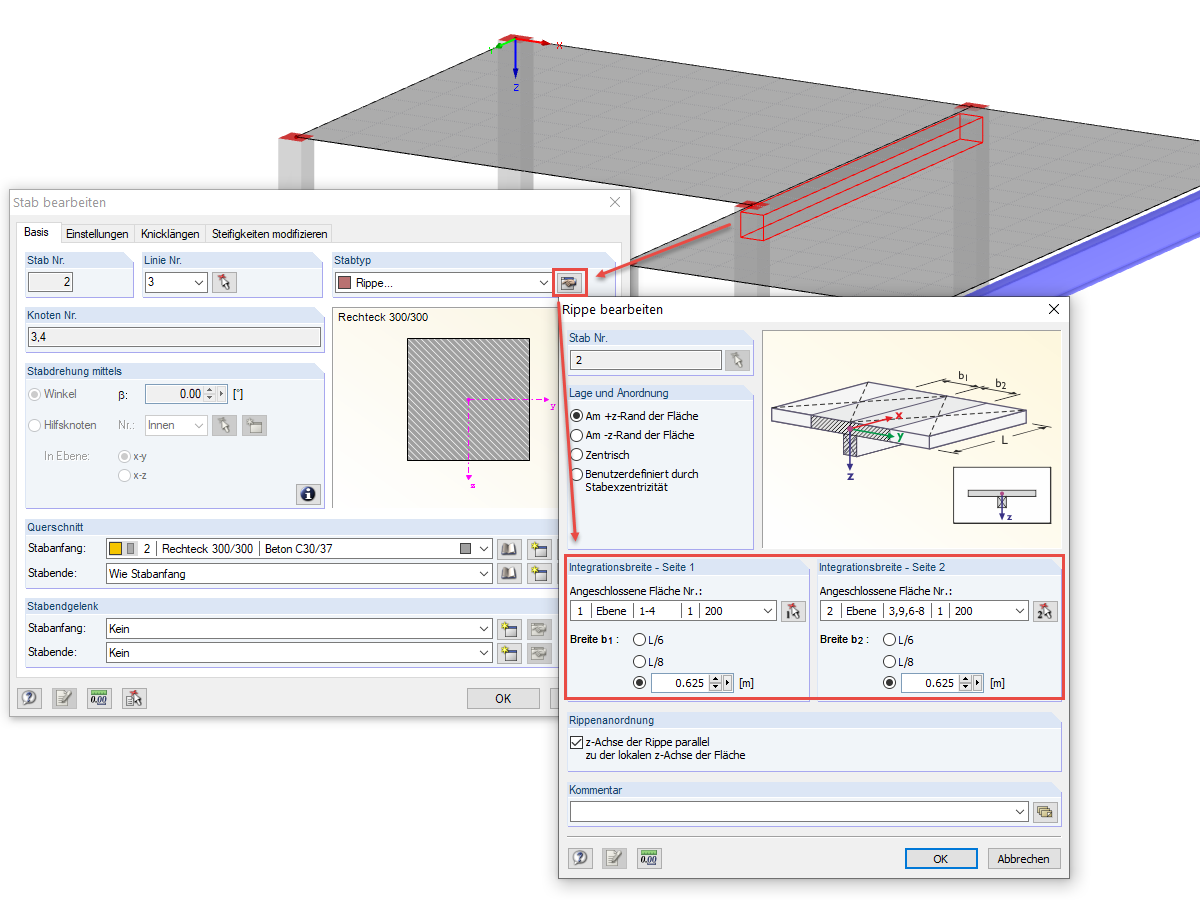 Integrationsbreite Rippe