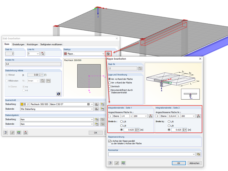 Integrationsbreite Rippe