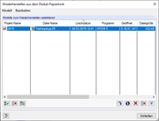 Wiederherstellen aus dem Dlubal-Papierkorb