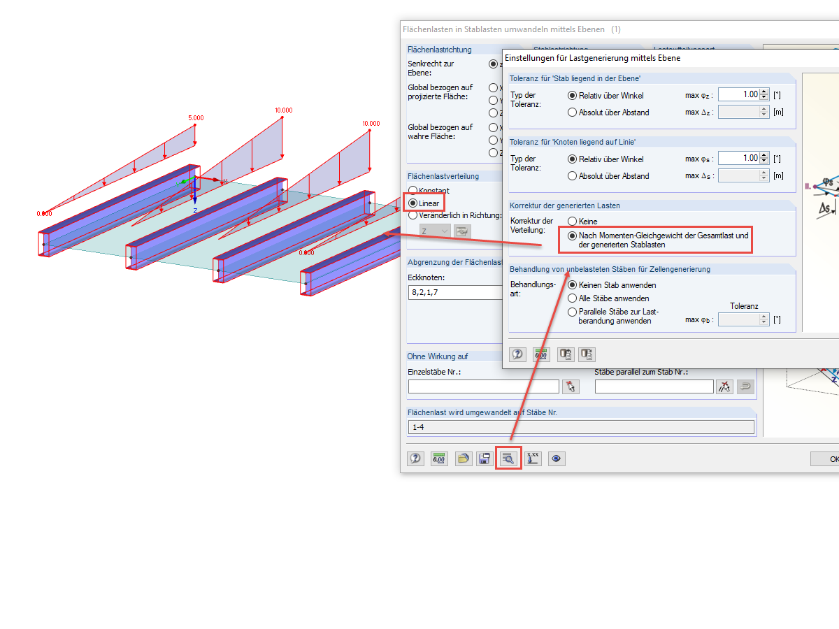 Detaileinstellungen für Lastgenerierung
