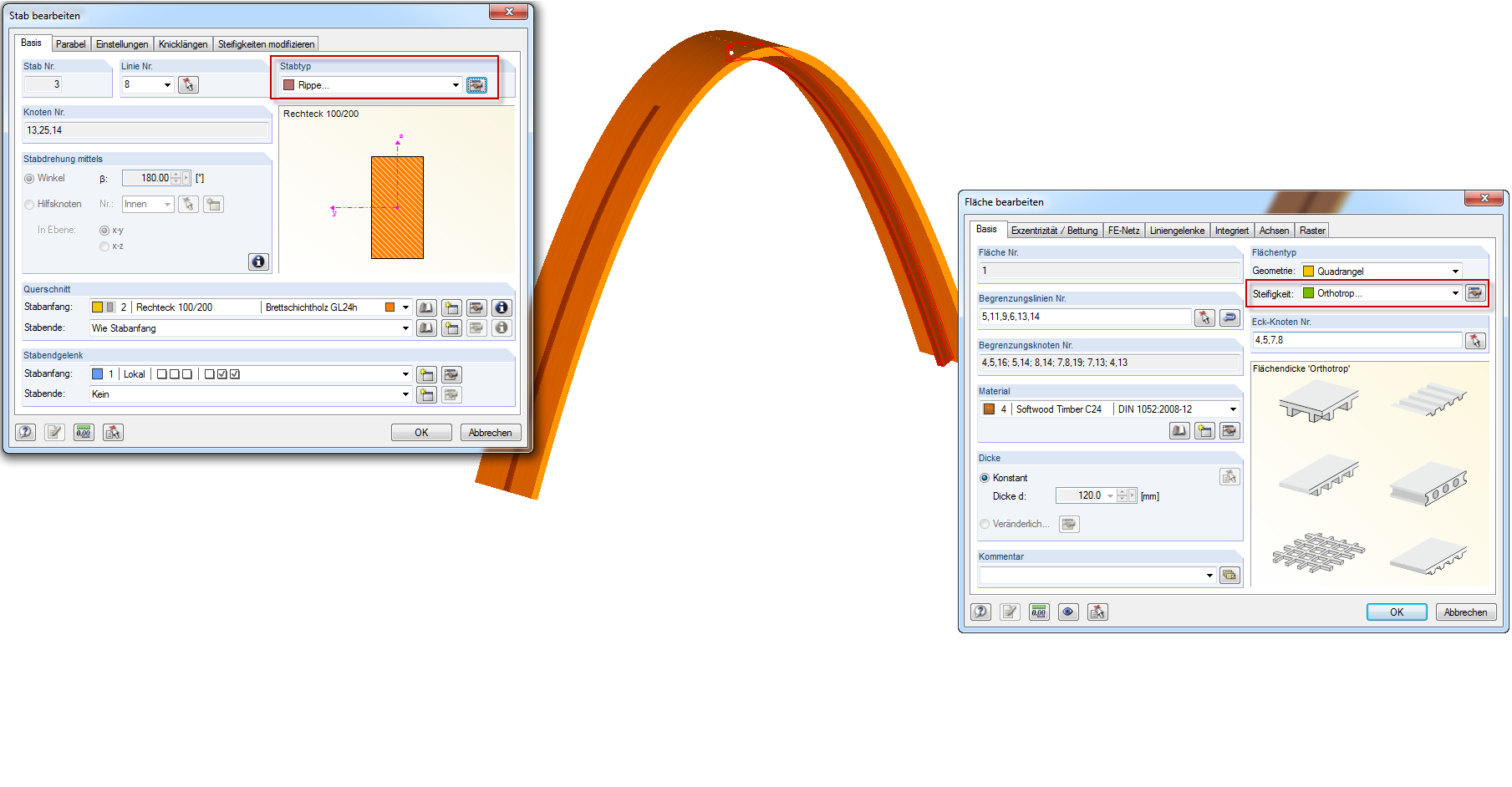 Unterzug mittels Rippe