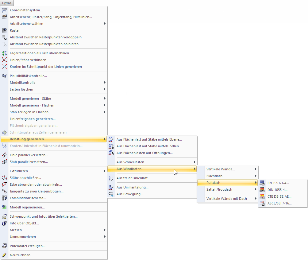 Belastung generieren aus Windlasten