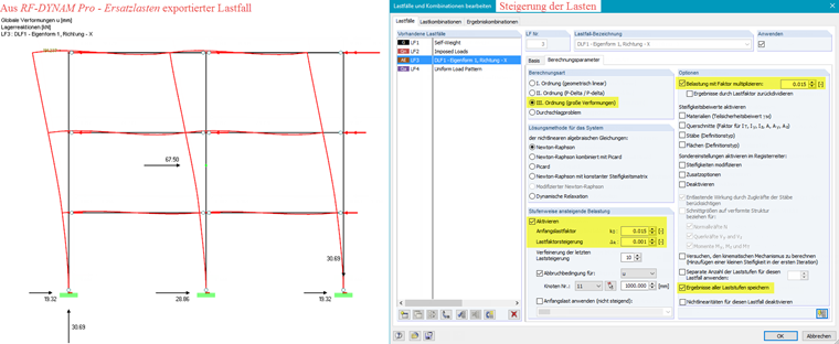 Inkrementelle Laststeigerung einer Lastverteilung analog der dominanten Eigenform.