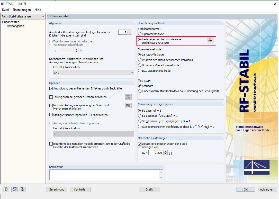 Nichtlineare Berechnung in RF-STABIL