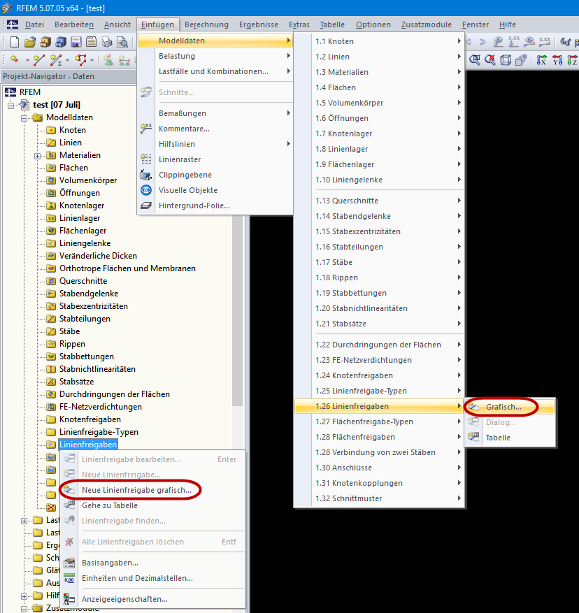 Grafische Eingabe der Liniengelenke