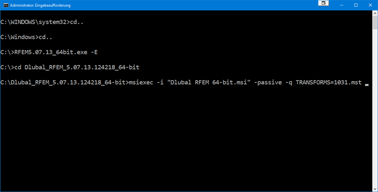 Ausführen der Installation