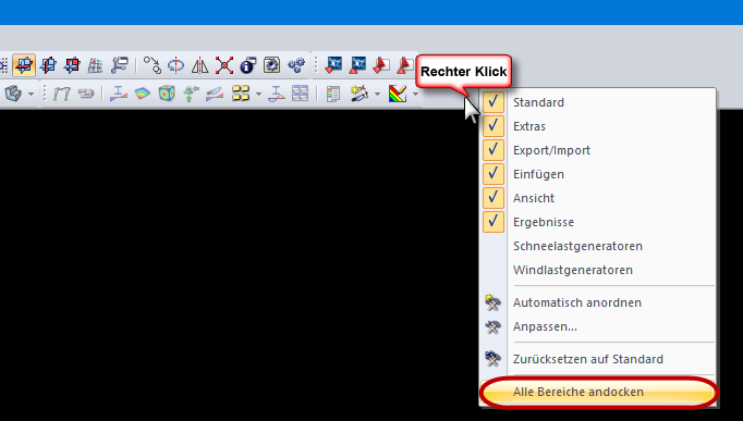 Alle Bereiche andocken
