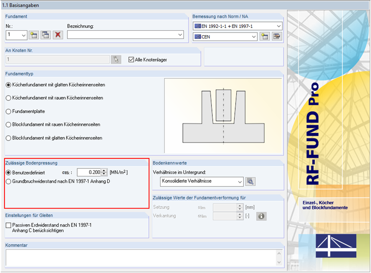 zulässige Bodenpressung