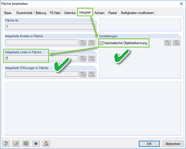 Kontrolle der integrierten Objekte