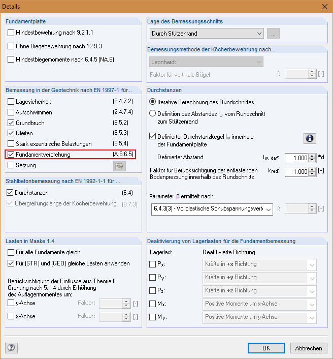 Nachweis der Fundamentverdrehung