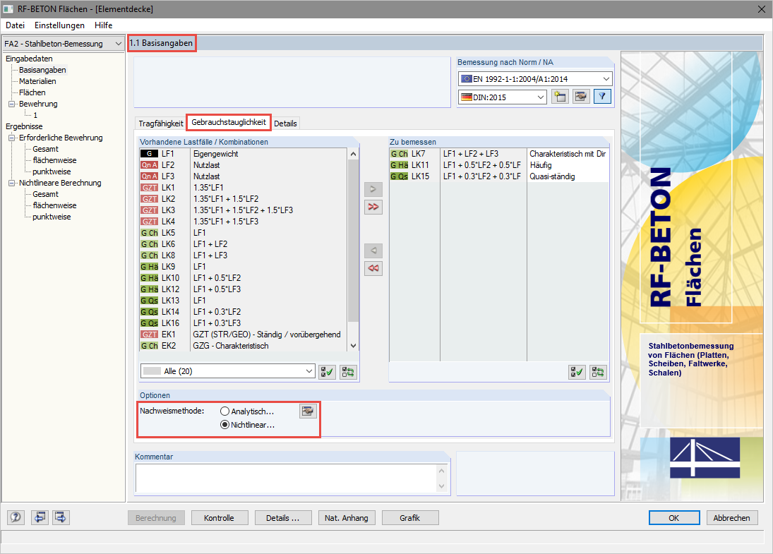 1.1 Basisangaben - Gebrauchstauglichkeit - Nachweismethode