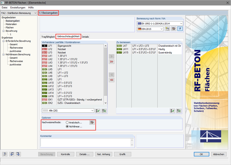 1.1 Basisangaben - Gebrauchstauglichkeit - Nachweismethode