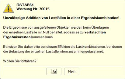 Unzulassige Addition von Lastfällen in einer Ergebniskombination