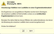 Unzulassige Addition von Lastfällen in einer Ergebniskombination