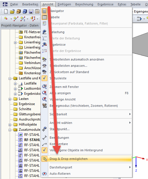 Funktion "Drag & Drop ermöglichen"
