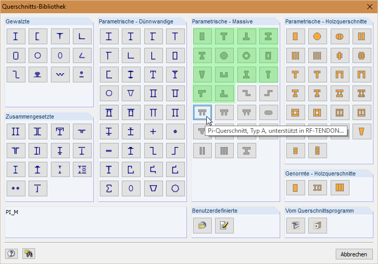 Querschnittsbibliothek mit Tooltip