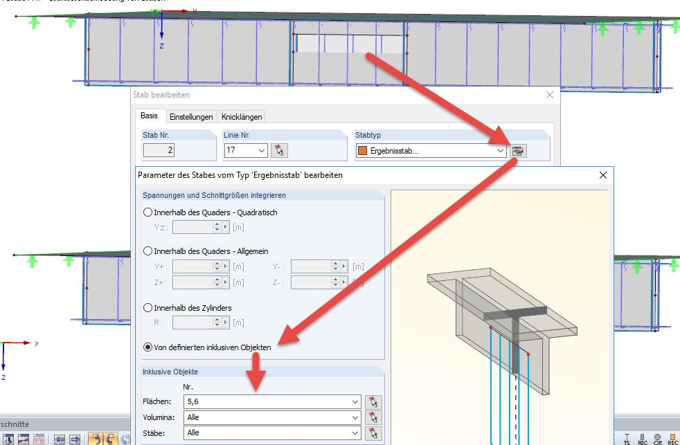 Ergebnisstab über gesamte Öffnung definieren