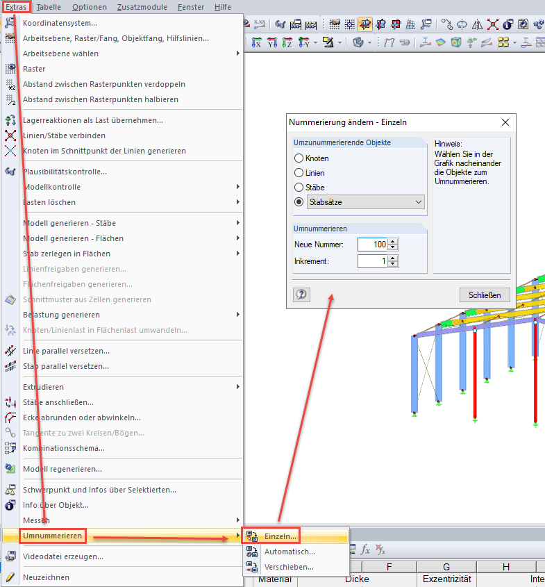 Objekte einzeln umnummerieren