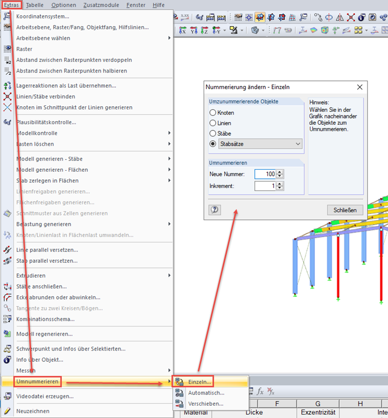 Objekte einzeln umnummerieren