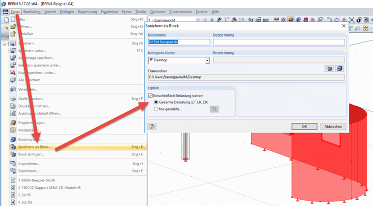 Selektierte Objekte als Block speichern